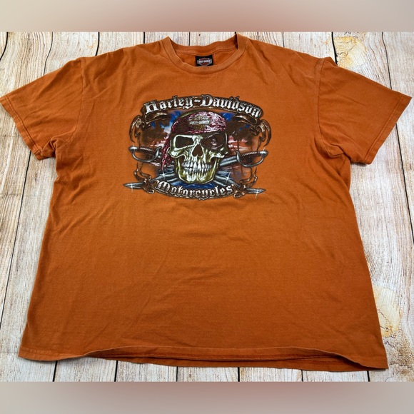 Harley-Davidson Other - Harley-Davidson Men's Orange Skull Graphic T-Shirt